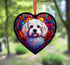 Bichon Frise Stained Glass Effect Heart Suncatcher